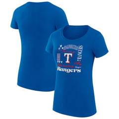 Texas Rangers G-III 4Her by Carl Banks Women's Super-Slim Fit Lightweight Collage Team Graphic Crew Neck T-Shirt - MLB