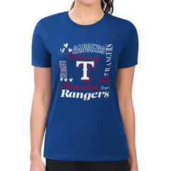 Texas Rangers G-III 4Her by Carl Banks Women's Super-Slim Fit Lightweight Collage Team Graphic Crew Neck T-Shirt - MLB