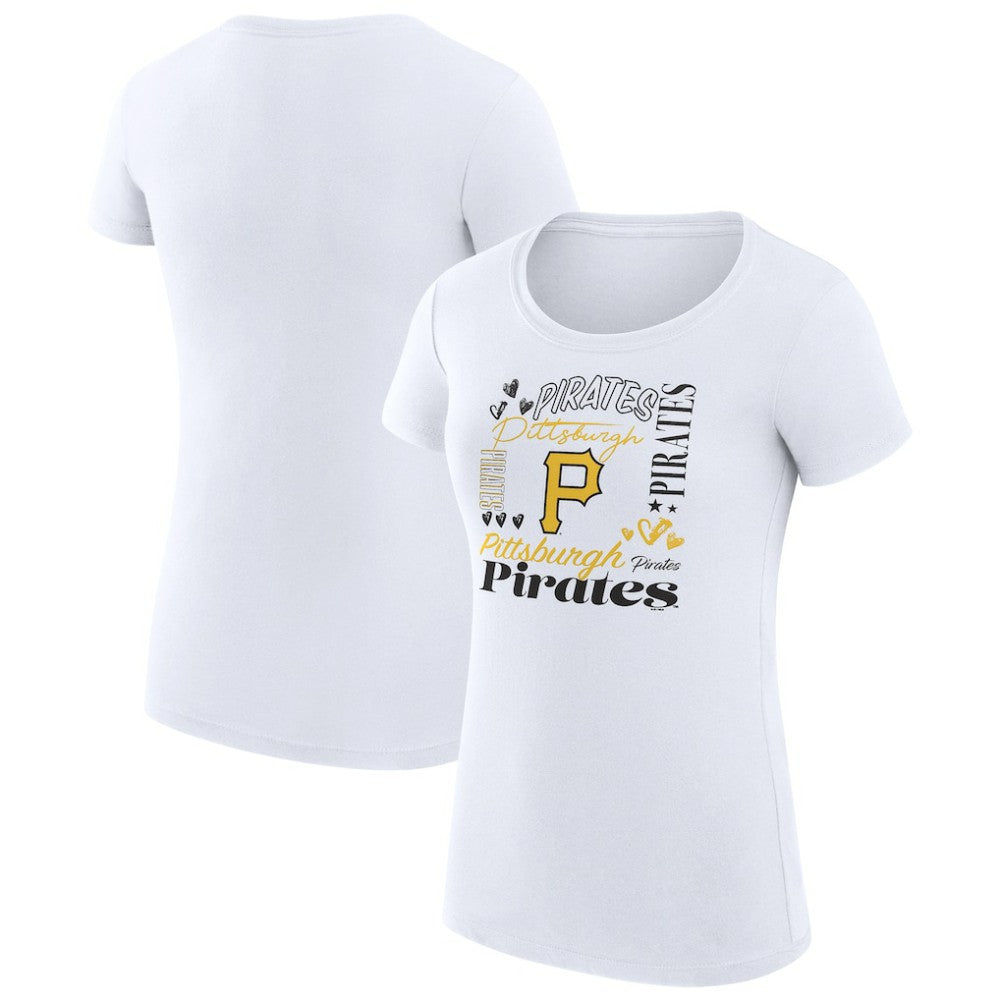 Pittsburgh Pirates G-III 4Her by Carl Banks Women's Super-Slim Fit Lightweight Collage Team Graphic Crew Neck T-Shirt - MLB
