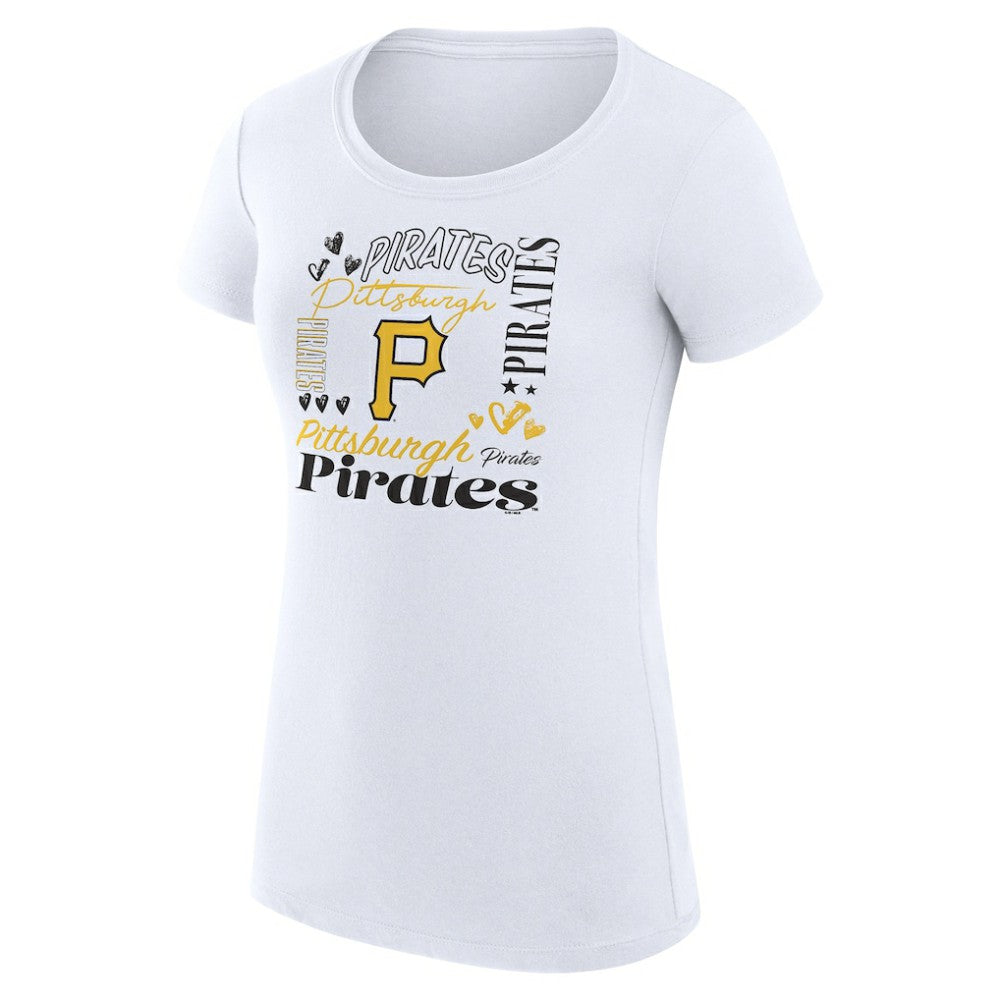Pittsburgh Pirates G-III 4Her by Carl Banks Women's Super-Slim Fit Lightweight Collage Team Graphic Crew Neck T-Shirt - MLB