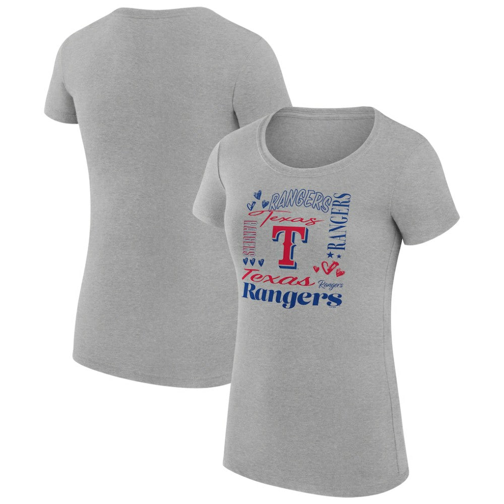 Texas Rangers G-III 4Her by Carl Banks Women's Super-Slim Fit Lightweight Collage Team Graphic Crew Neck T-Shirt - MLB