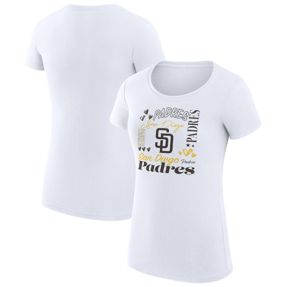 San Diego Padres G-III 4Her by Carl Banks Women's Super-Slim Fit Lightweight Collage Team Graphic Crew Neck T-Shirt - MLB