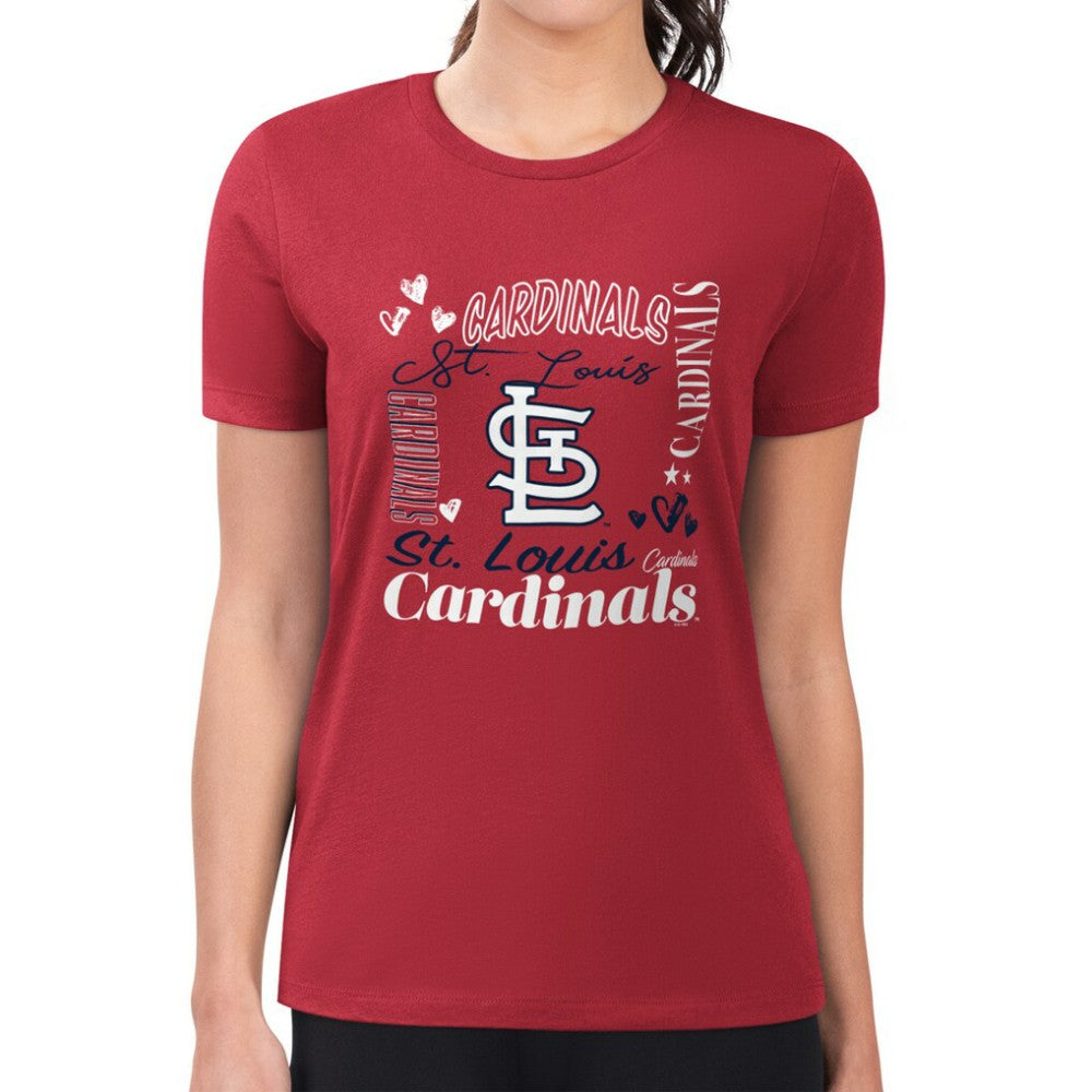 St. Louis Cardinals G-III 4Her by Carl Banks Women's Super-Slim Fit Lightweight Collage Team Graphic Crew Neck T-Shirt - MLB