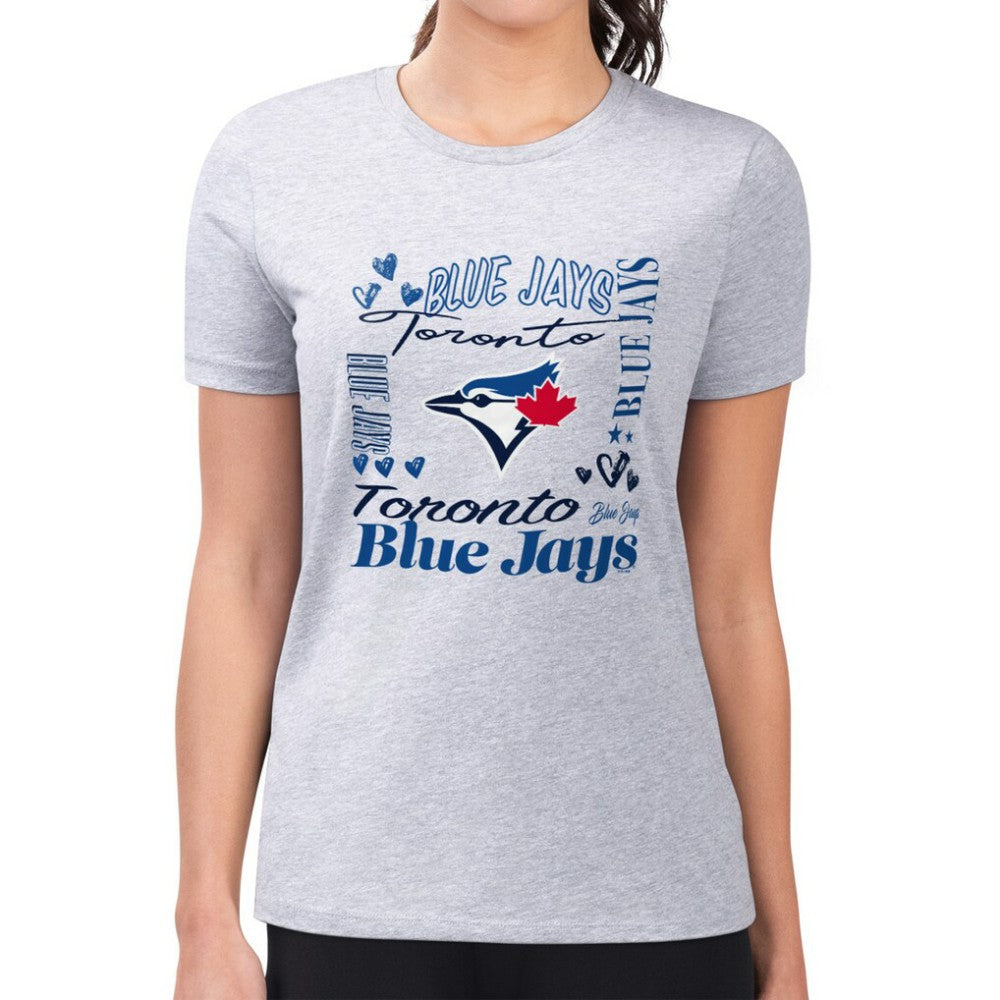 Toronto Blue Jays G-III 4Her by Carl Banks Women's Super-Slim Fit Lightweight Collage Team Graphic Crew Neck T-Shirt - MLB