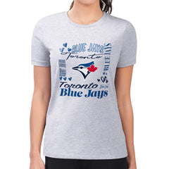 Toronto Blue Jays G-III 4Her by Carl Banks Women's Super-Slim Fit Lightweight Collage Team Graphic Crew Neck T-Shirt - MLB