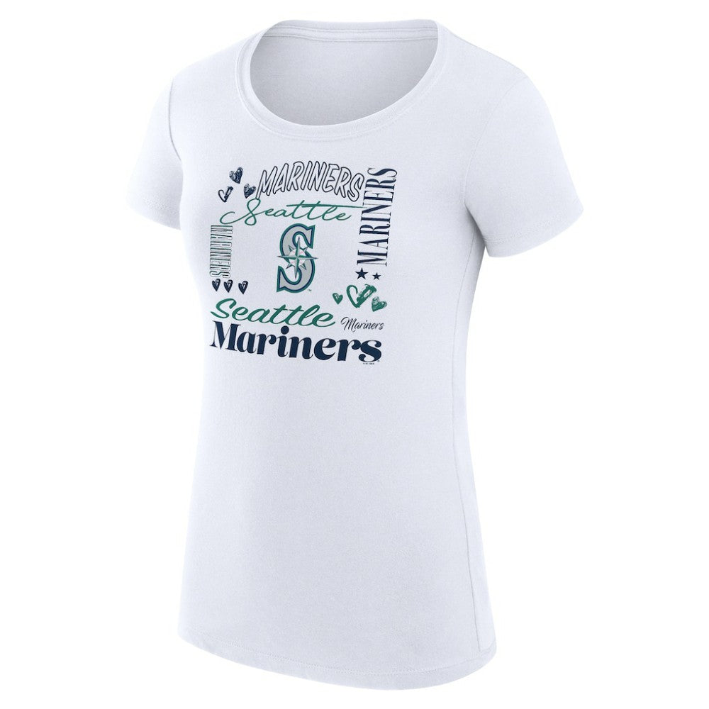 Seattle Mariners G-III 4Her by Carl Banks Women's Super-Slim Fit Lightweight Collage Team Graphic Crew Neck T-Shirt - MLB