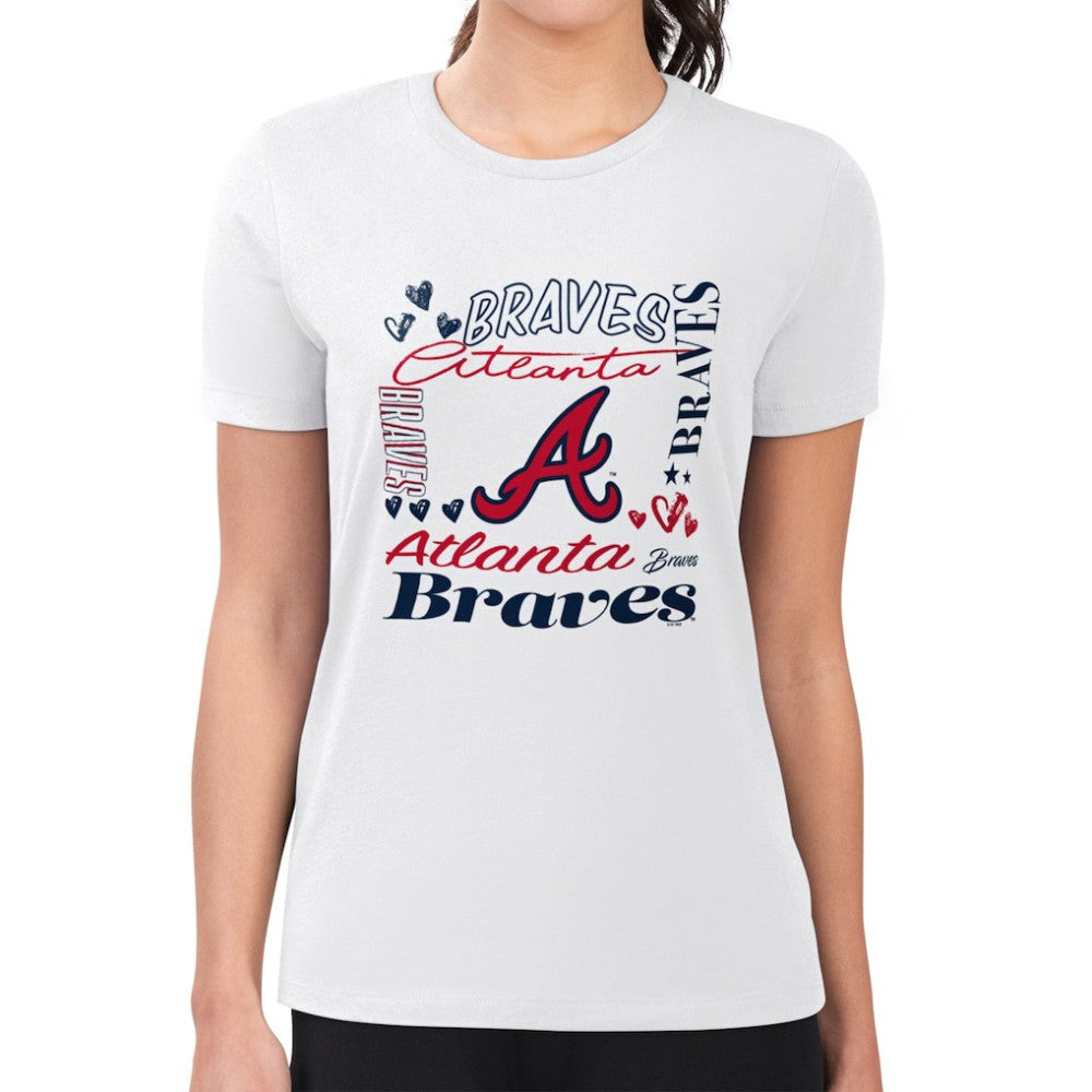 Atlanta Braves G-III 4Her by Carl Banks Women's Super-Slim Fit Lightweight Collage Team Graphic Crew Neck T-Shirt - MLB