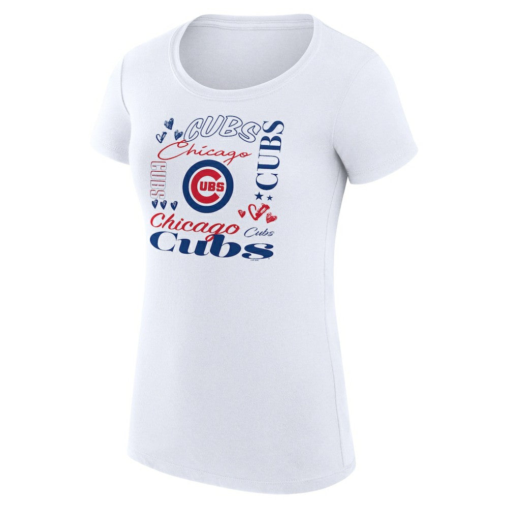 Chicago Cubs G-III 4Her by Carl Banks Women's Super-Slim Fit Lightweight Collage Team Graphic Crew Neck T-Shirt - MLB