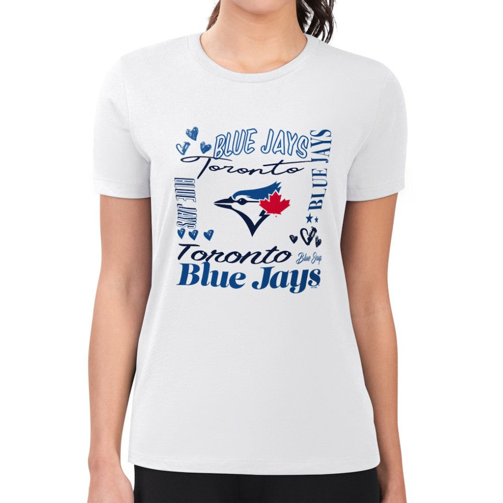 Toronto Blue Jays G-III 4Her by Carl Banks Women's Super-Slim Fit Lightweight Collage Team Graphic Crew Neck T-Shirt - MLB