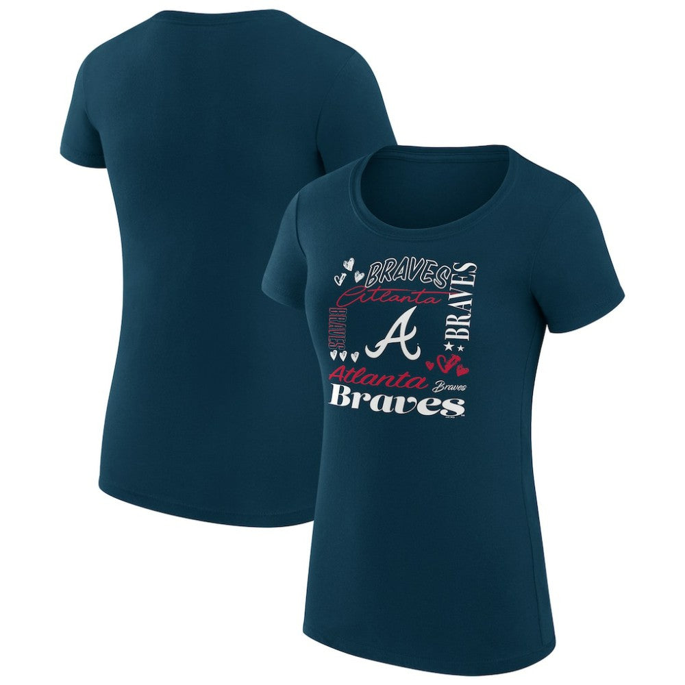 Atlanta Braves G-III 4Her by Carl Banks Women's Super-Slim Fit Lightweight Collage Team Graphic Crew Neck T-Shirt - MLB