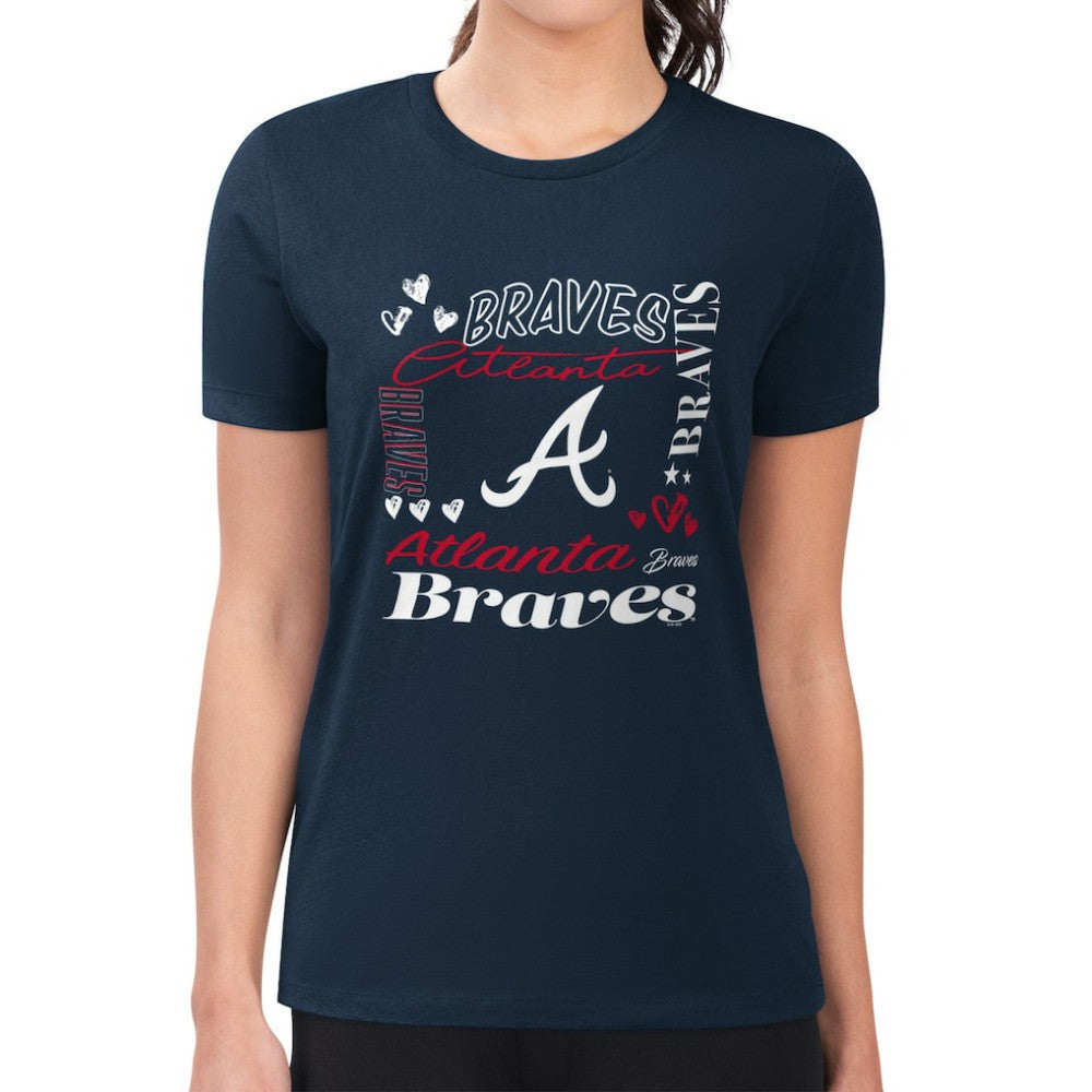 Atlanta Braves G-III 4Her by Carl Banks Women's Super-Slim Fit Lightweight Collage Team Graphic Crew Neck T-Shirt - MLB
