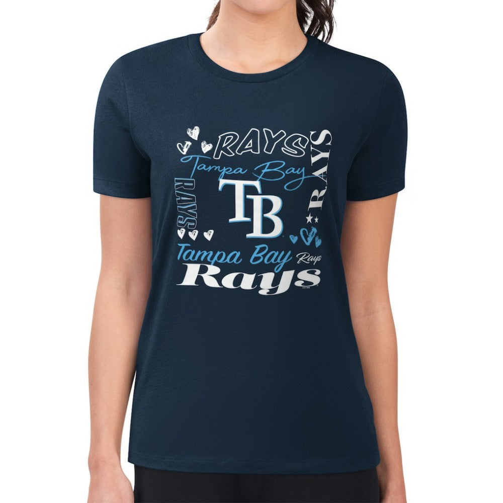 Tampa Bay Rays G-III 4Her by Carl Banks Women's Super-Slim Fit Lightweight Collage Team Graphic Crew Neck T-Shirt - MLB