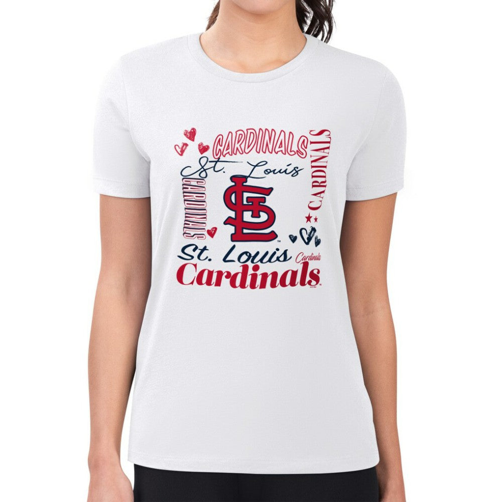 St. Louis Cardinals G-III 4Her by Carl Banks Women's Super-Slim Fit Lightweight Collage Team Graphic Crew Neck T-Shirt - MLB