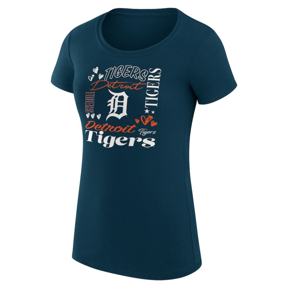 Detroit Tigers G-III 4Her by Carl Banks Women's Super-Slim Fit Lightweight Collage Team Graphic Crew Neck T-Shirt - MLB