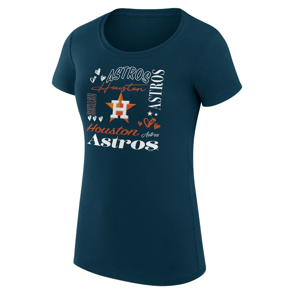 Houston Astros G-III 4Her by Carl Banks Women's Super-Slim Fit Lightweight Collage Team Graphic Crew Neck T-Shirt - MLB
