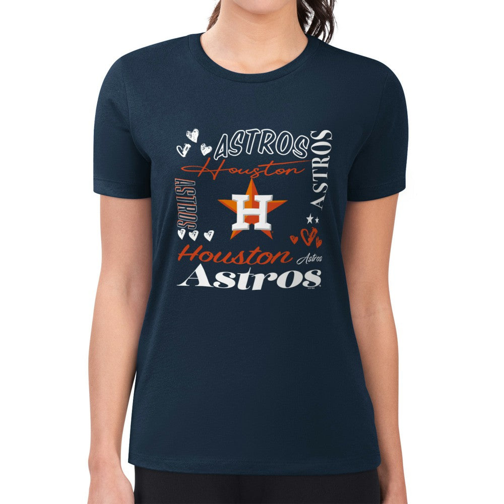 Houston Astros G-III 4Her by Carl Banks Women's Super-Slim Fit Lightweight Collage Team Graphic Crew Neck T-Shirt - MLB
