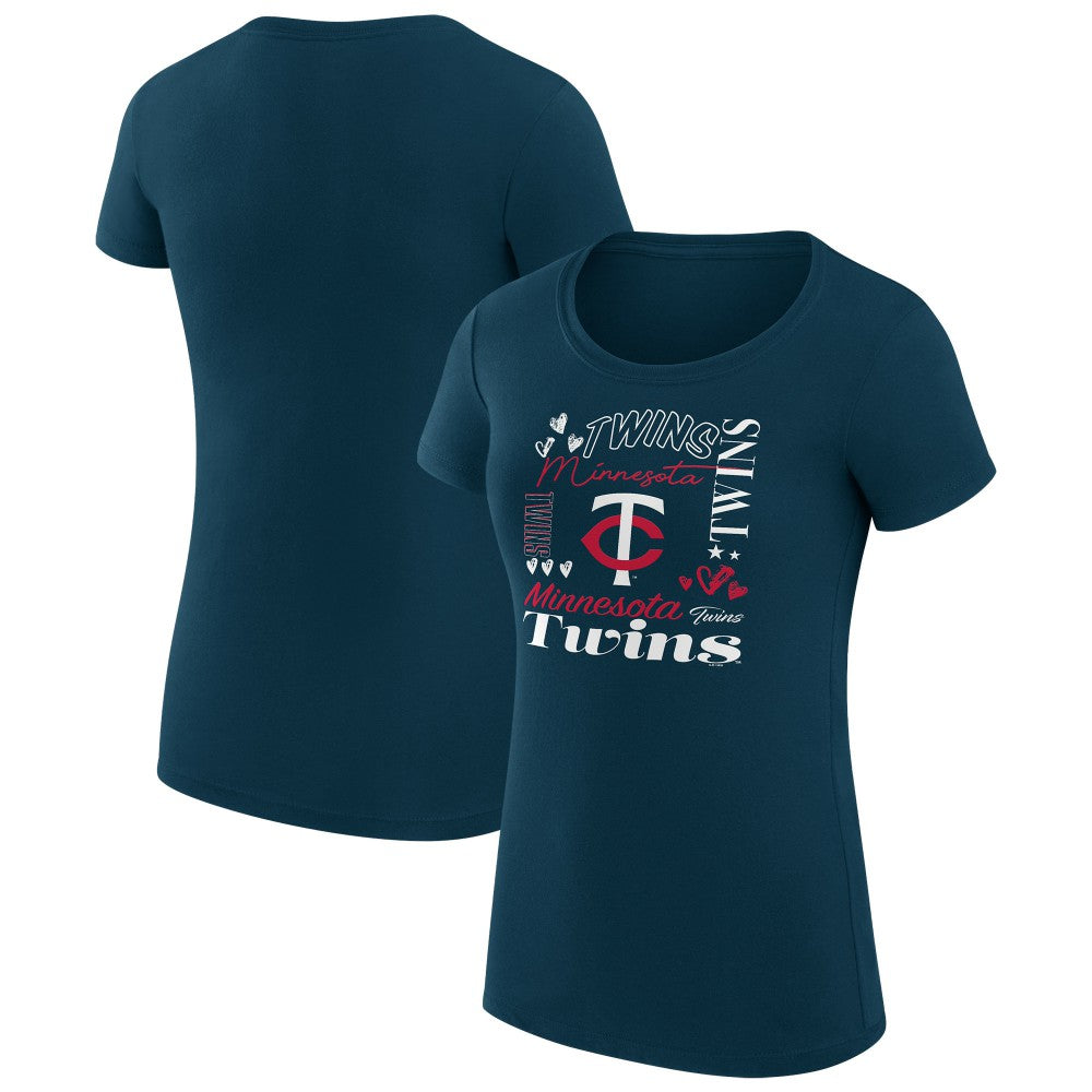 Minnesota Twins G-III 4Her by Carl Banks Women's Super-Slim Fit Lightweight Collage Team Graphic Crew Neck T-Shirt - MLB