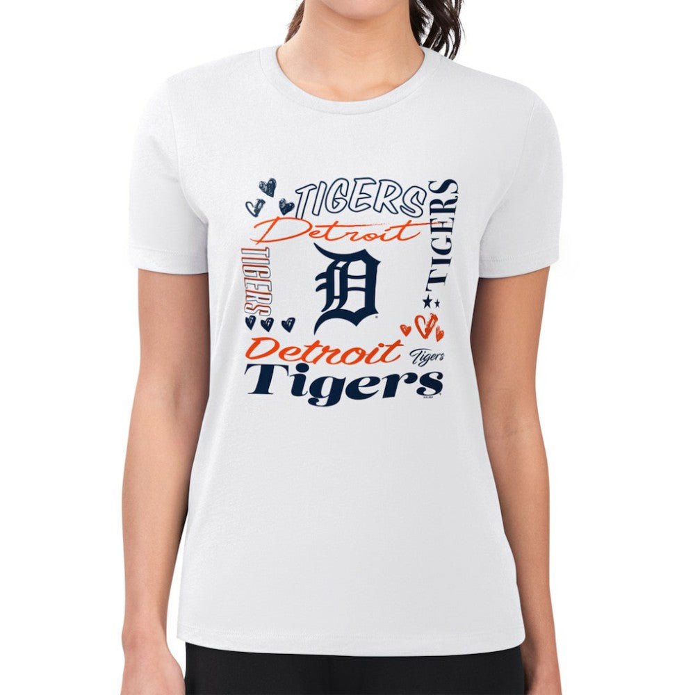 Detroit Tigers G-III 4Her by Carl Banks Women's Super-Slim Fit Lightweight Collage Team Graphic Crew Neck T-Shirt - MLB