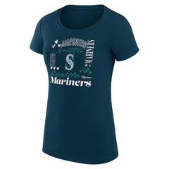 Seattle Mariners G-III 4Her by Carl Banks Women's Super-Slim Fit Lightweight Collage Team Graphic Crew Neck T-Shirt - MLB