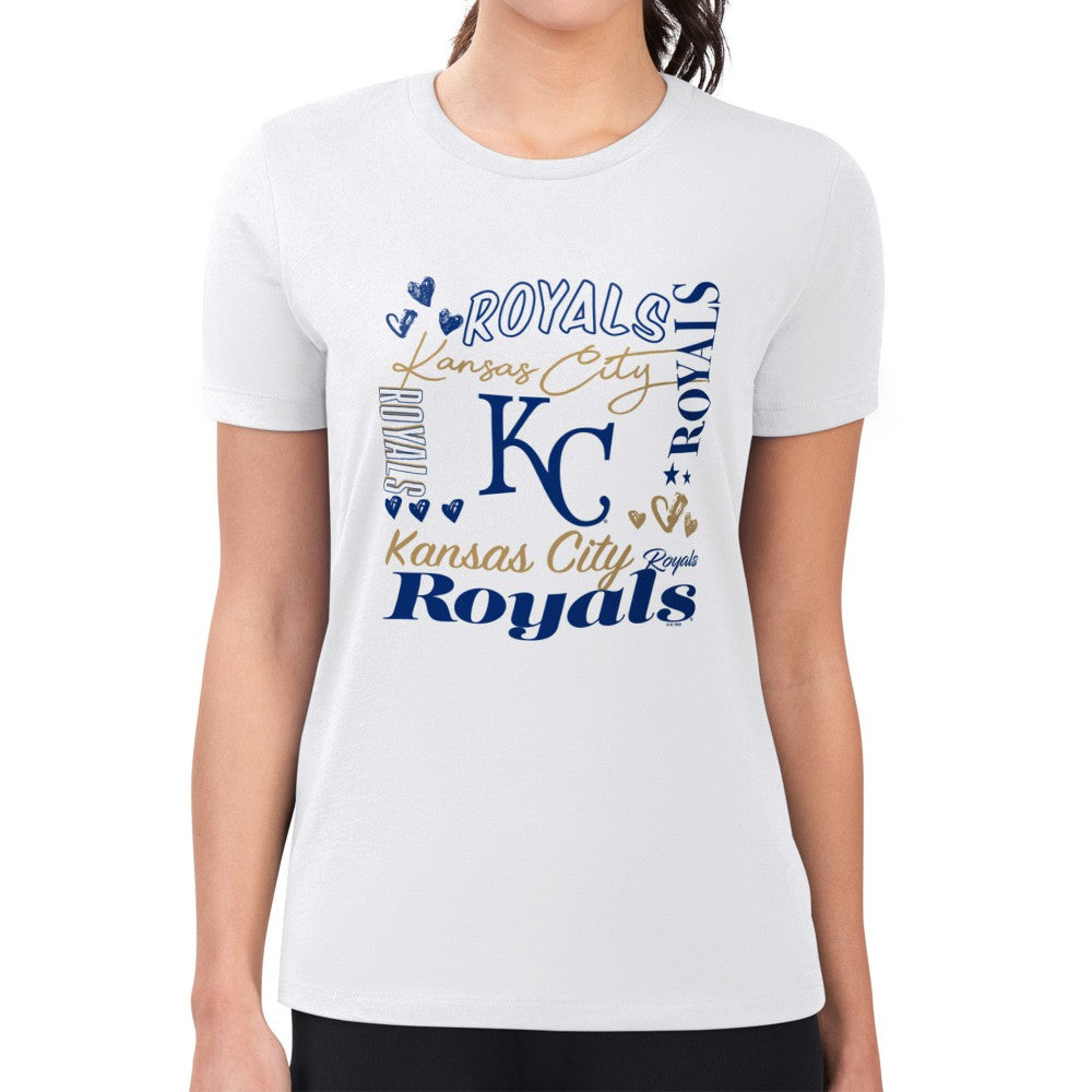 Kansas City Royals G-III 4Her by Carl Banks Women's Super-Slim Fit Lightweight Collage Team Graphic Crew Neck T-Shirt - MLB
