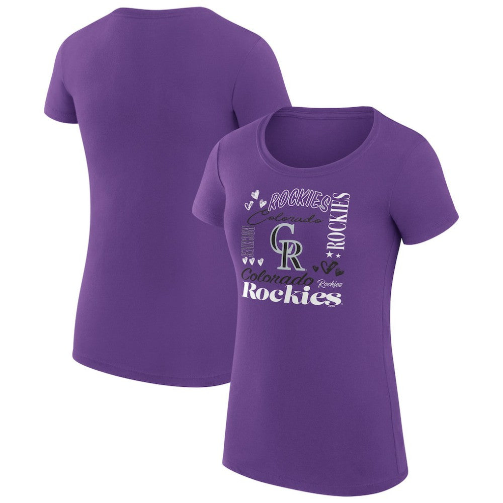 Colorado Rockies G-III 4Her by Carl Banks Women's Super-Slim Fit Lightweight Collage Team Graphic Crew Neck T-Shirt - MLB