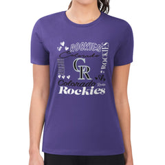 Colorado Rockies G-III 4Her by Carl Banks Women's Super-Slim Fit Lightweight Collage Team Graphic Crew Neck T-Shirt - MLB