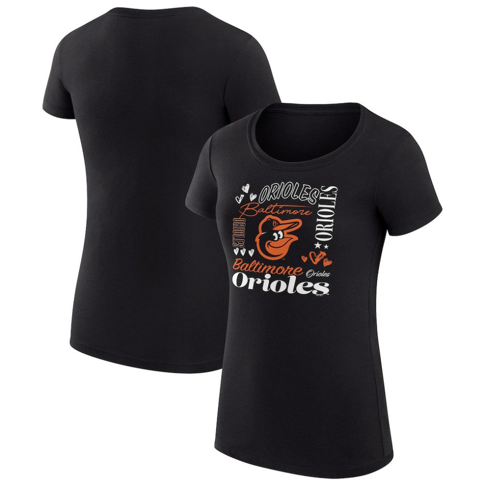 Baltimore Orioles G-III 4Her by Carl Banks Women's Super-Slim Fit Lightweight Collage Team Graphic Crew Neck T-Shirt - MLB
