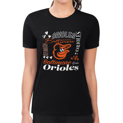 Baltimore Orioles G-III 4Her by Carl Banks Women's Super-Slim Fit Lightweight Collage Team Graphic Crew Neck T-Shirt - MLB