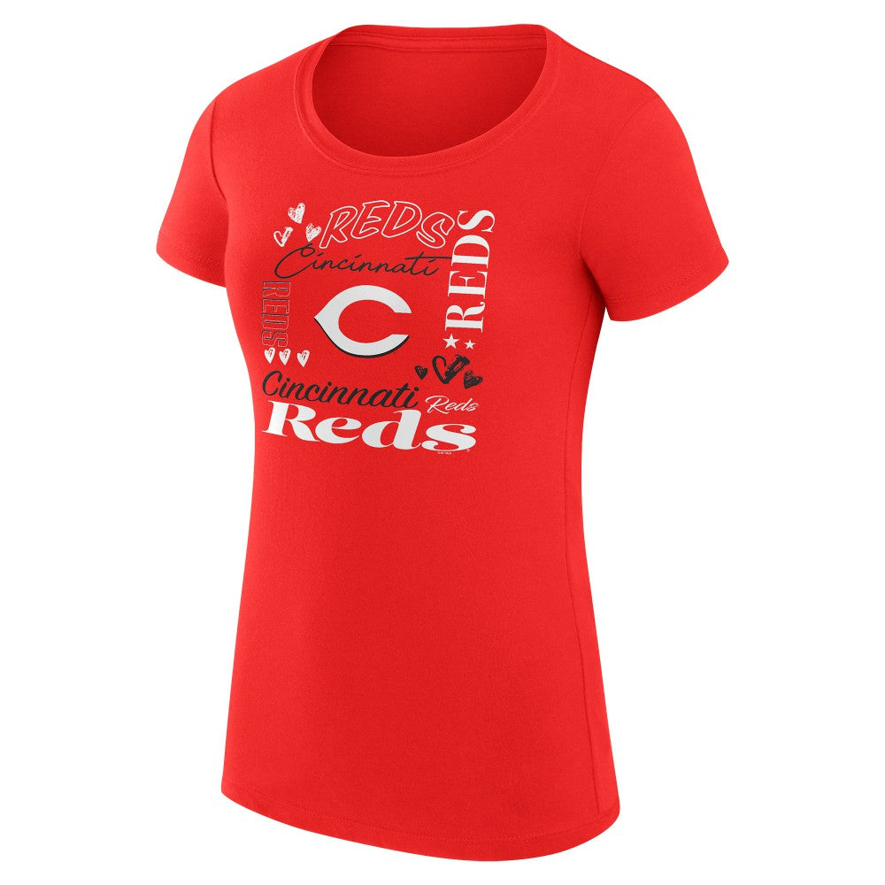 Cincinnati Reds G-III 4Her by Carl Banks Women's Super-Slim Fit Lightweight Collage Team Graphic Crew Neck T-Shirt - MLB