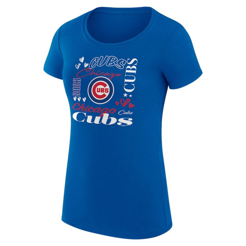 Chicago Cubs G-III 4Her by Carl Banks Women's Super-Slim Fit Lightweight Collage Team Graphic Crew Neck T-Shirt - MLB