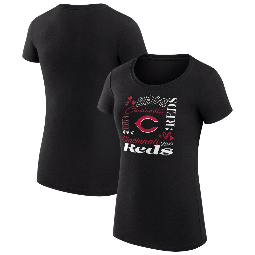 Cincinnati Reds G-III 4Her by Carl Banks Women's Super-Slim Fit Lightweight Collage Team Graphic Crew Neck T-Shirt - MLB