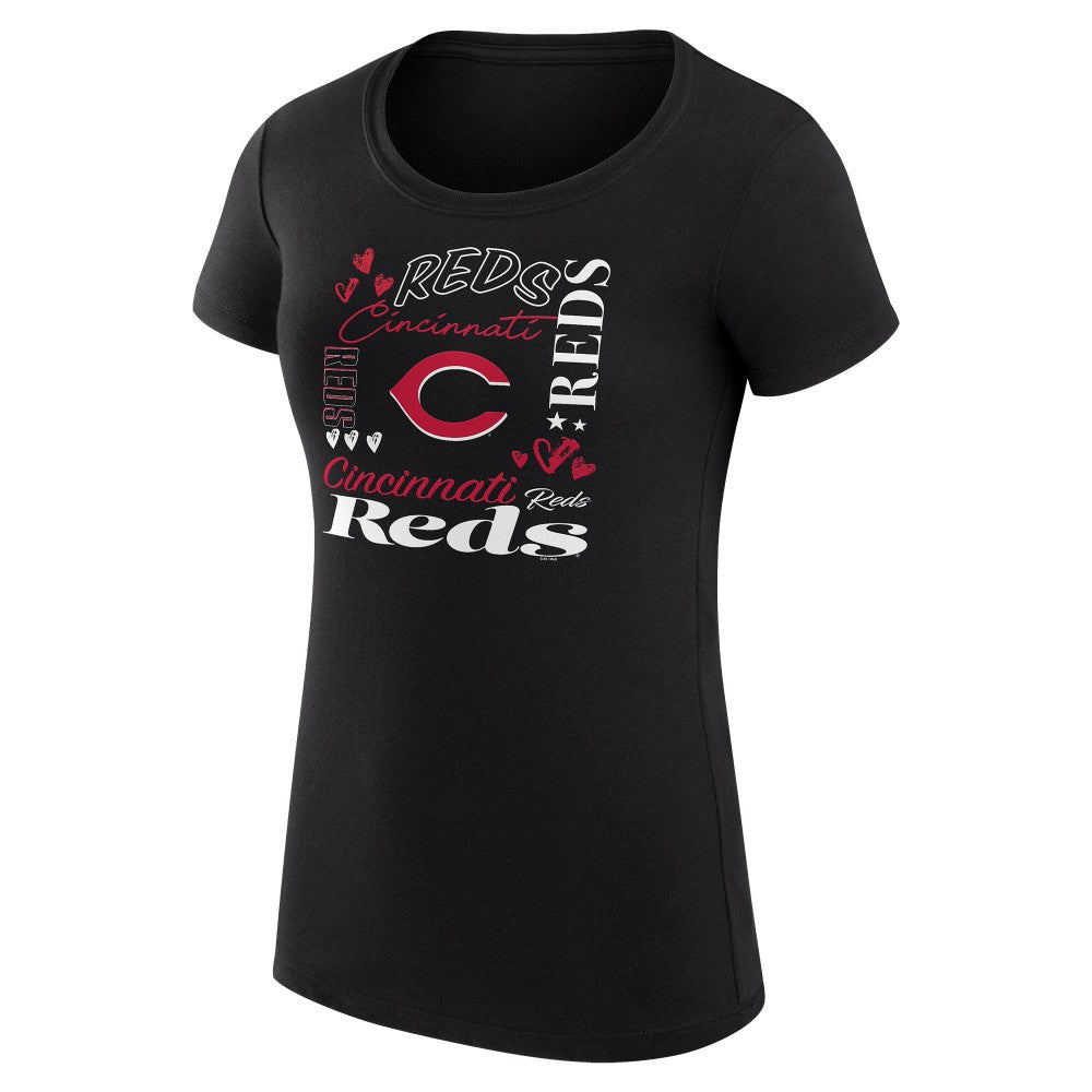 Cincinnati Reds G-III 4Her by Carl Banks Women's Super-Slim Fit Lightweight Collage Team Graphic Crew Neck T-Shirt - MLB