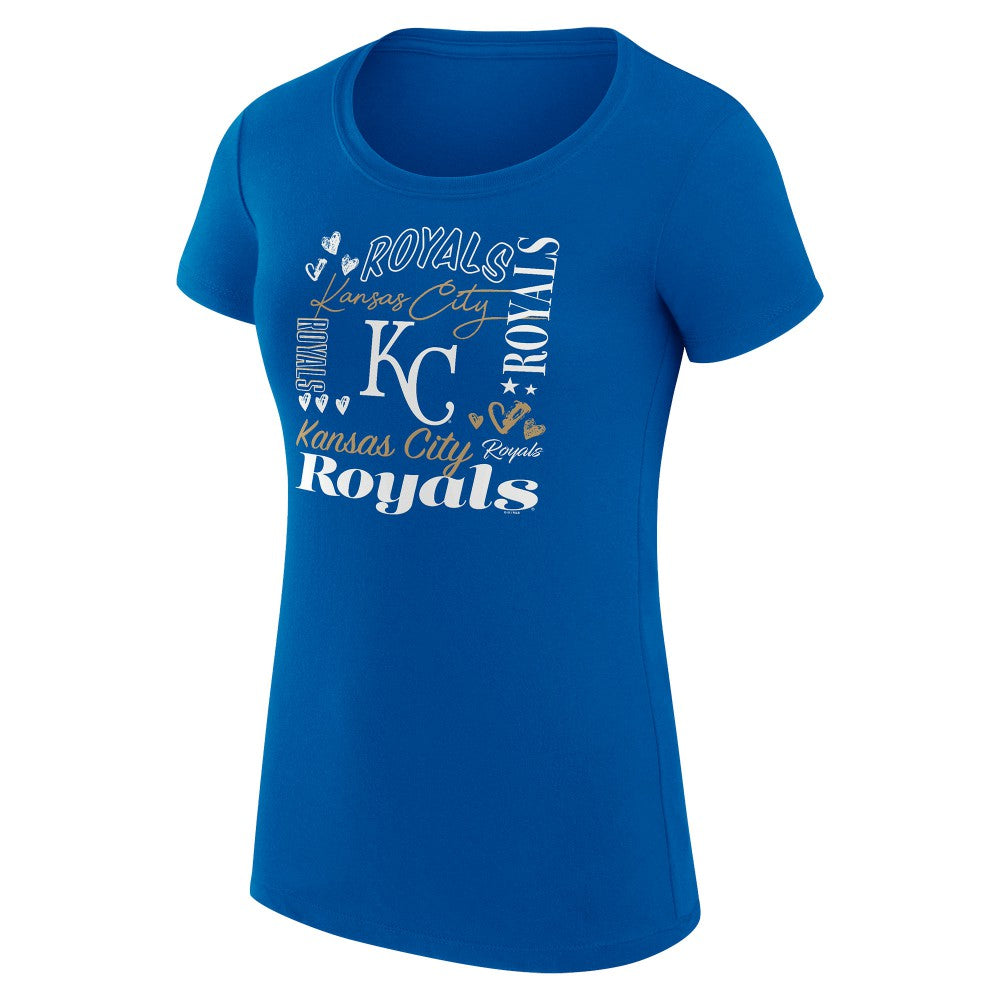 Kansas City Royals G-III 4Her by Carl Banks Women's Super-Slim Fit Lightweight Collage Team Graphic Crew Neck T-Shirt - MLB