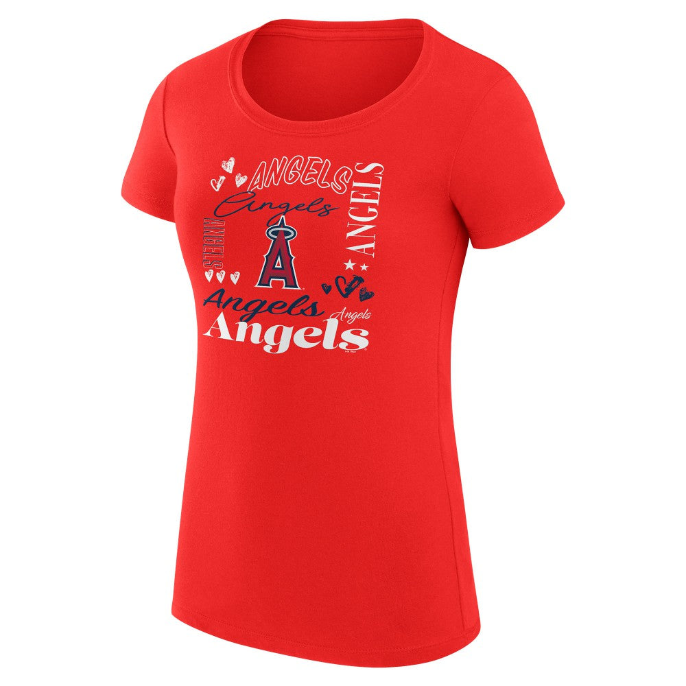 Los Angeles Angels G-III 4Her by Carl Banks Women's Super-Slim Fit Lightweight Collage Team Graphic Crew Neck T-Shirt - MLB