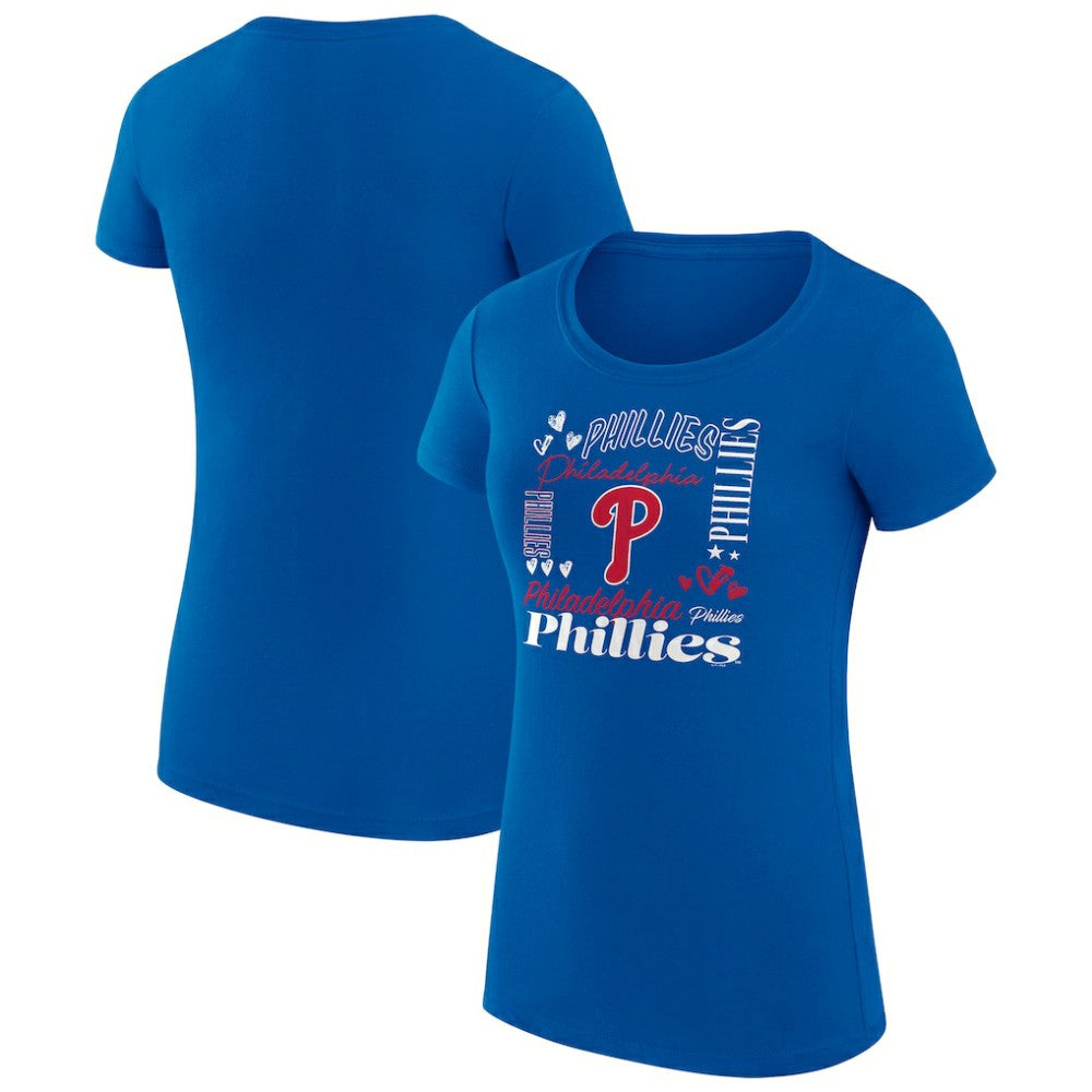 Philadelphia Phillies G-III 4Her by Carl Banks Women's Super-Slim Fit Lightweight Collage Team Graphic Crew Neck T-Shirt - MLB