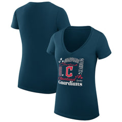 Cleveland Guardians G-III 4Her by Carl Banks Women's Super-Slim Fit Lightweight Collage Team Graphic V-Neck T-Shirt - MLB