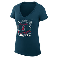 Los Angeles Angels G-III 4Her by Carl Banks Women's Super-Slim Fit Lightweight Collage Team Graphic V-Neck T-Shirt - MLB