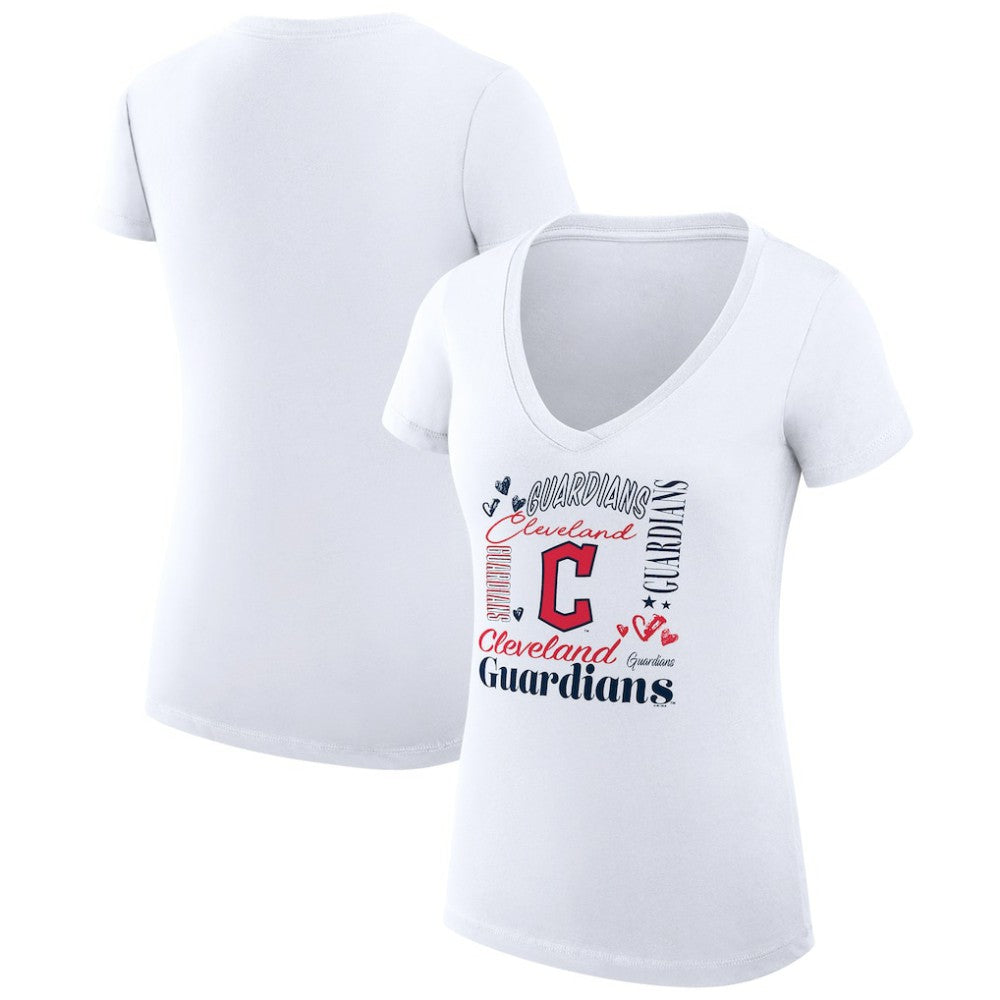 Cleveland Guardians G-III 4Her by Carl Banks Women's Super-Slim Fit Lightweight Collage Team Graphic V-Neck T-Shirt - MLB