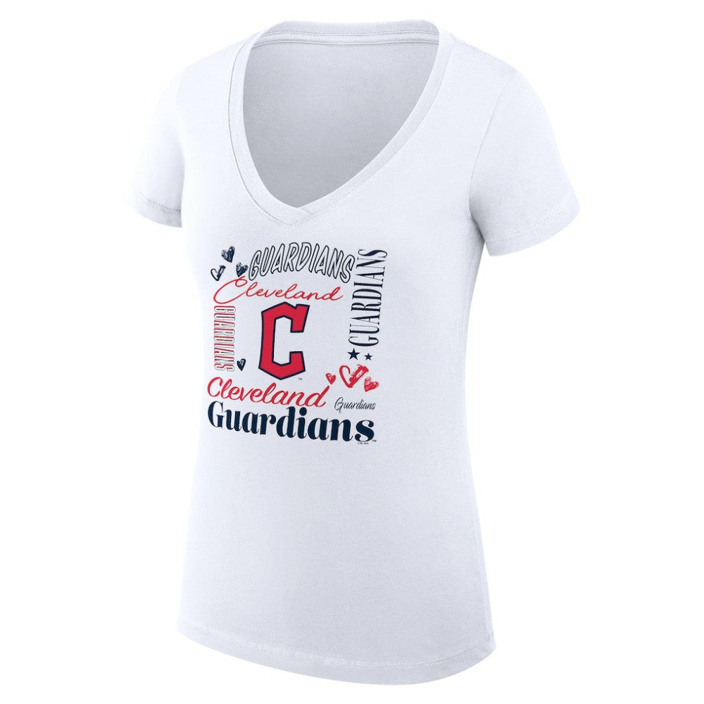 Cleveland Guardians G-III 4Her by Carl Banks Women's Super-Slim Fit Lightweight Collage Team Graphic V-Neck T-Shirt - MLB