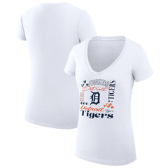 Detroit Tigers G-III 4Her by Carl Banks Women's Super-Slim Fit Lightweight Collage Team Graphic V-Neck T-Shirt - MLB