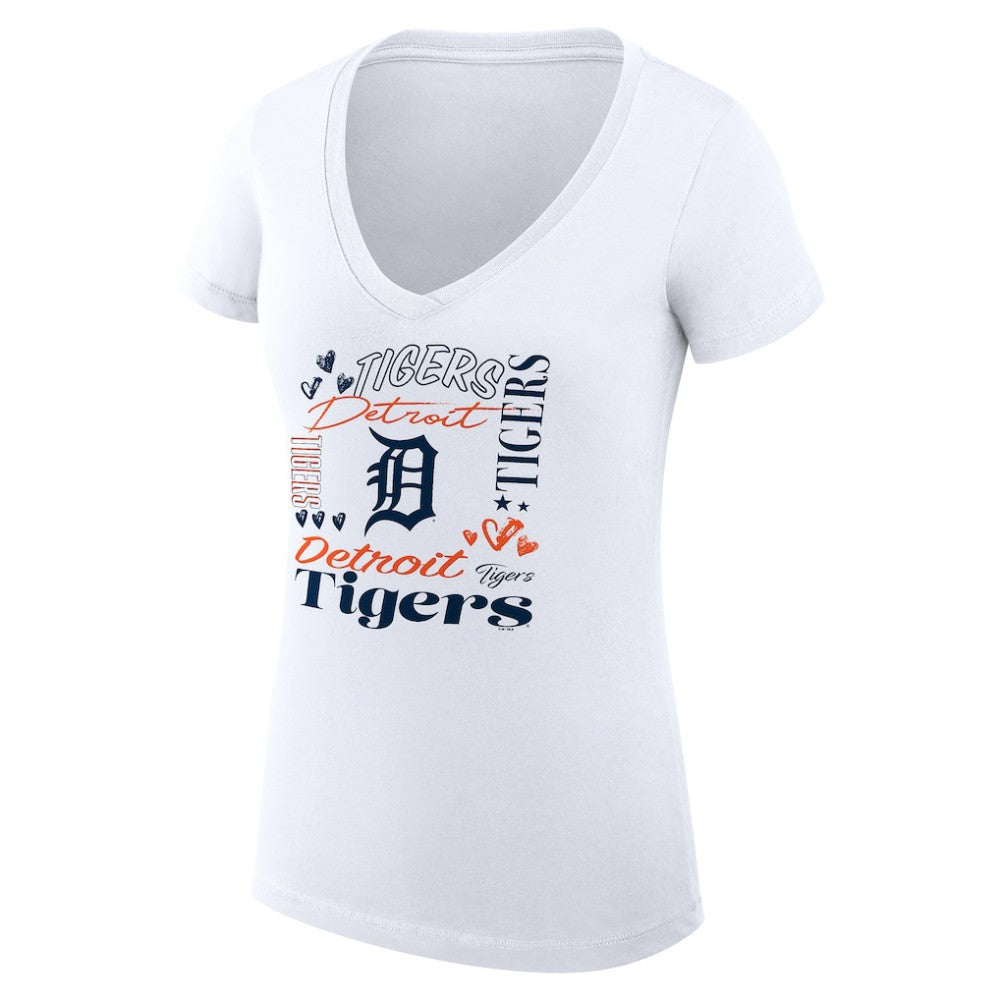 Detroit Tigers G-III 4Her by Carl Banks Women's Super-Slim Fit Lightweight Collage Team Graphic V-Neck T-Shirt - MLB