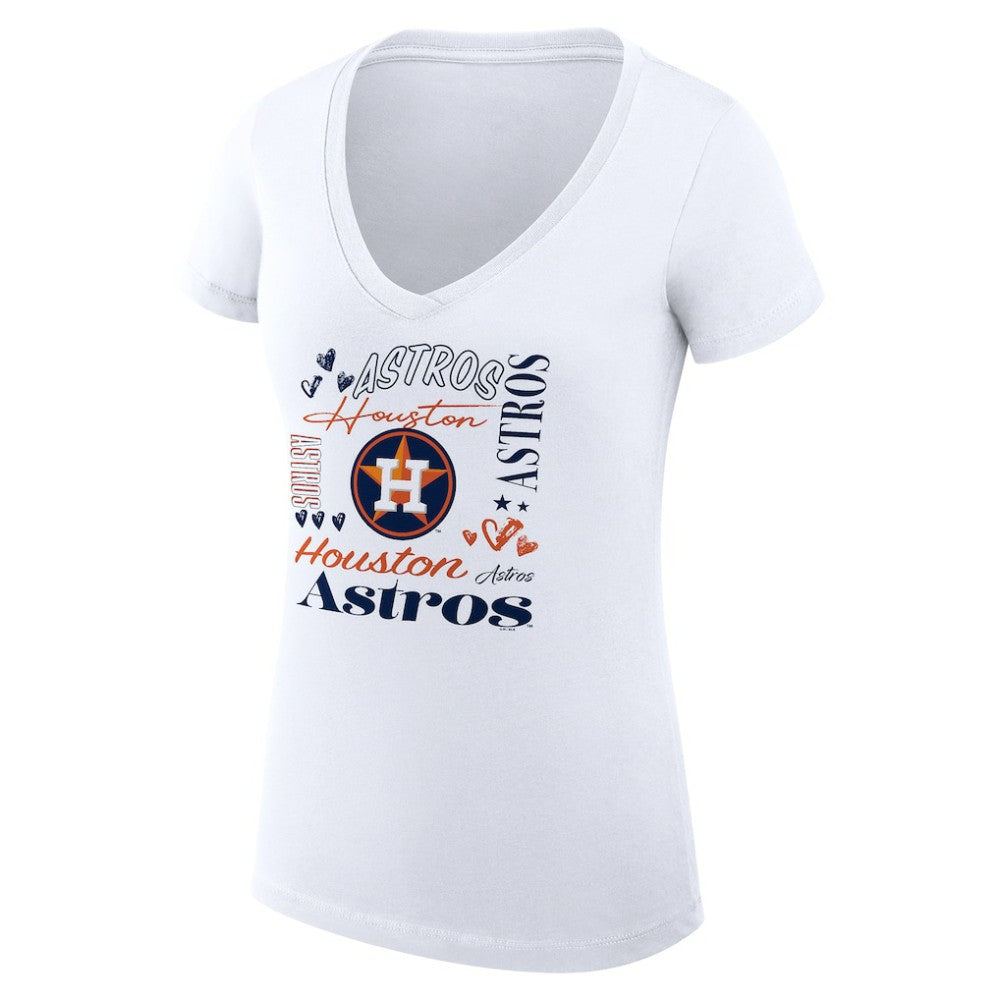 Houston Astros G-III 4Her by Carl Banks Women's Super-Slim Fit Lightweight Collage Team Graphic V-Neck T-Shirt - MLB