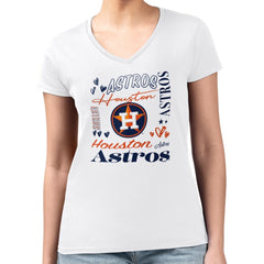 Houston Astros G-III 4Her by Carl Banks Women's Super-Slim Fit Lightweight Collage Team Graphic V-Neck T-Shirt - MLB