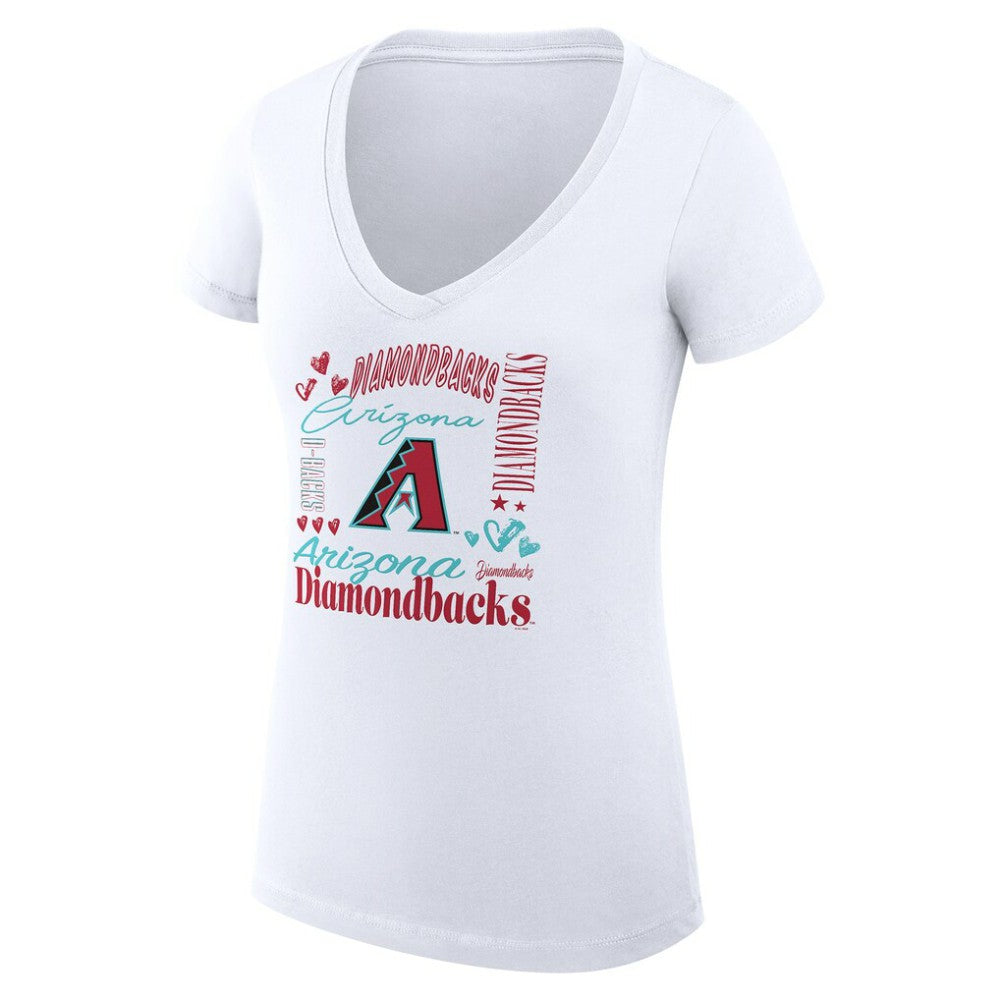 Arizona Diamondbacks G-III 4Her by Carl Banks Women's Super-Slim Fit Lightweight Collage Team Graphic V-Neck T-Shirt - MLB