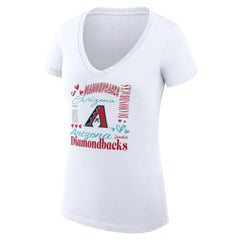 Arizona Diamondbacks G-III 4Her by Carl Banks Women's Super-Slim Fit Lightweight Collage Team Graphic V-Neck T-Shirt - MLB