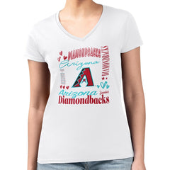 Arizona Diamondbacks G-III 4Her by Carl Banks Women's Super-Slim Fit Lightweight Collage Team Graphic V-Neck T-Shirt - MLB