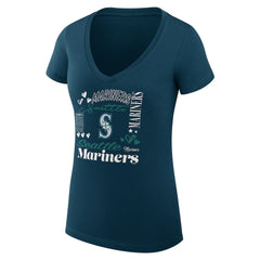 Seattle Mariners G-III 4Her by Carl Banks Women's Super-Slim Fit Lightweight Collage Team Graphic V-Neck T-Shirt - MLB