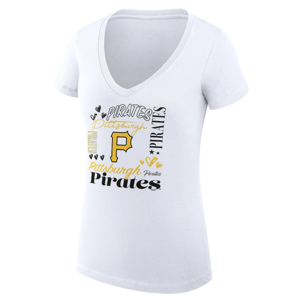 Pittsburgh Pirates G-III 4Her by Carl Banks Women's Super-Slim Fit Lightweight Collage Team Graphic V-Neck T-Shirt - MLB