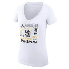 San Diego Padres G-III 4Her by Carl Banks Women's Super-Slim Fit Lightweight Collage Team Graphic V-Neck T-Shirt - MLB