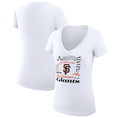 San Francisco Giants G-III 4Her by Carl Banks Women's Super-Slim Fit Lightweight Collage Team Graphic V-Neck T-Shirt - MLB